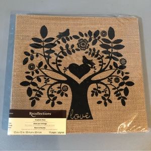 NEW Recollections Scrapbook Album 12x12 10 Page Post Bound Burlap Tree Love Dove
